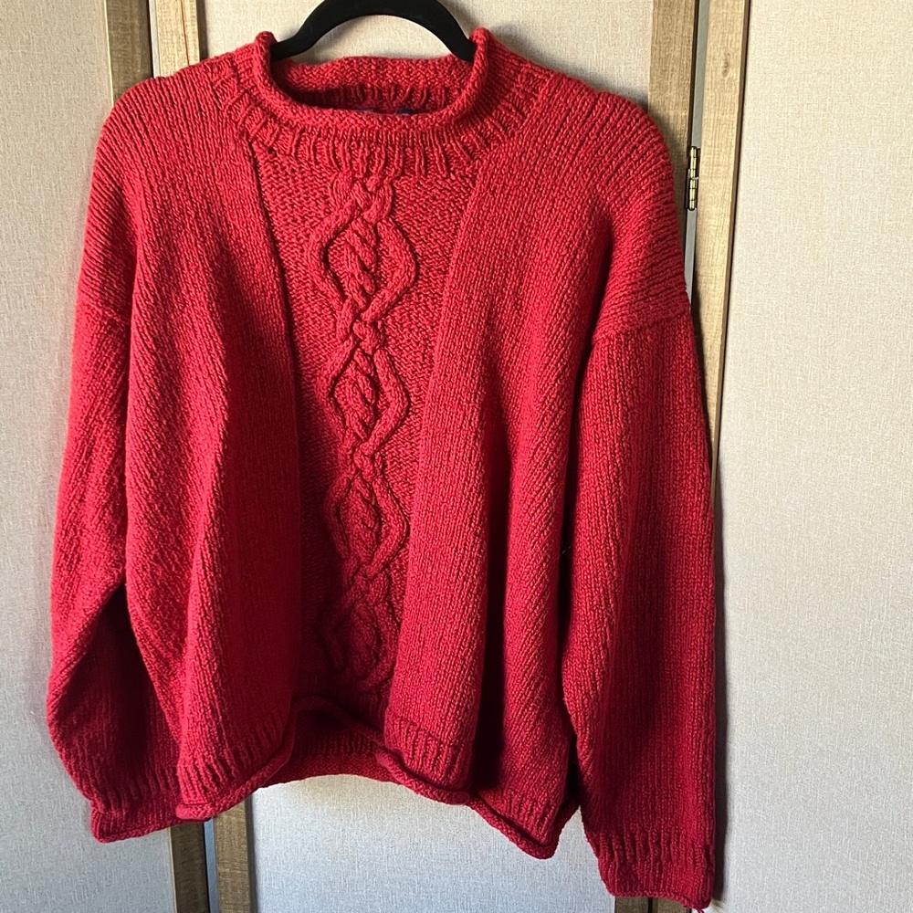 FINAL MARKDOWN Rey Wear Red Hand Knitted Sweater xl